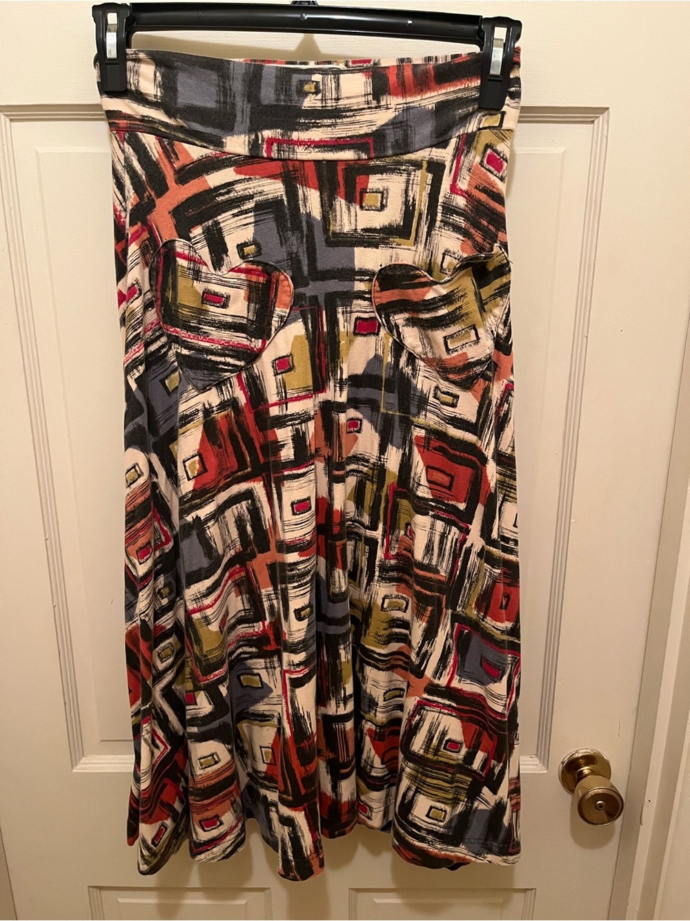 Effies Heart Geometric Pattern Skirt Size Medium Pockets Pull On Stretch